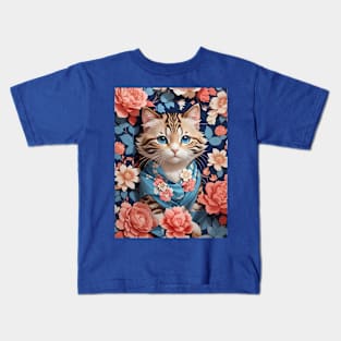 Cat in flowers Kids T-Shirt